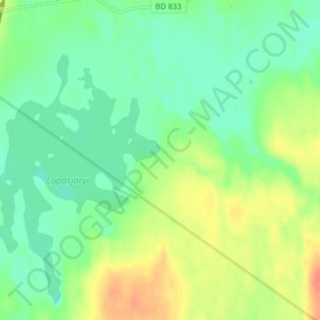 Topografische Karte Lopasjärvi, Höhe, Relief