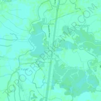 Topografische Karte Hangga, Höhe, Relief