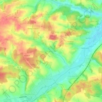 Topografische Karte Haunstetten, Höhe, Relief