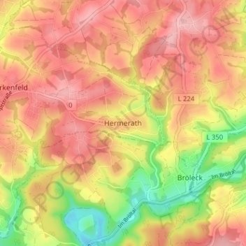 Topografische Karte Hermerath, Höhe, Relief
