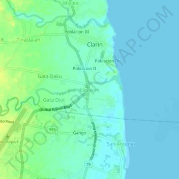 Topografische Karte Lapasan, Höhe, Relief