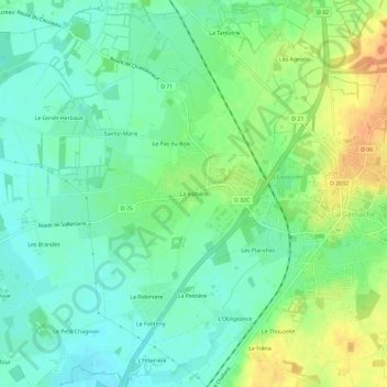 Topografische Karte La Voltière, Höhe, Relief