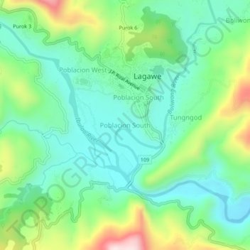 Topografische Karte Poblacion South, Höhe, Relief