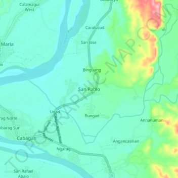 Topografische Karte San Pablo, Höhe, Relief