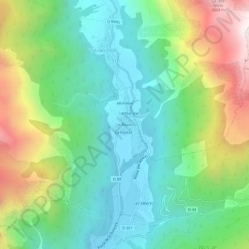 Topografische Karte Le Rosier, Höhe, Relief