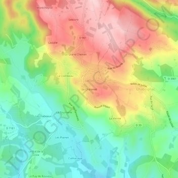 Topografische Karte Le Châtenet, Höhe, Relief