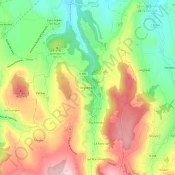 Topografische Karte Seignemaux, Höhe, Relief