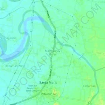 Topografische Karte Maynganay Norte, Höhe, Relief
