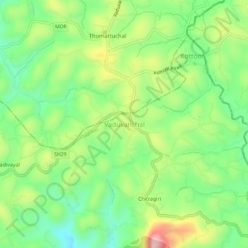 Topografische Karte Vaduvanchal, Höhe, Relief