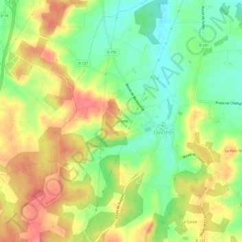 Topografische Karte La Torte, Höhe, Relief