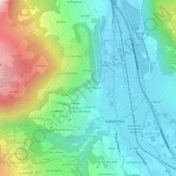Topografische Karte La Torche, Höhe, Relief