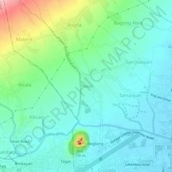 Topografische Karte Pawa, Höhe, Relief