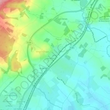 Topografische Karte La Gare, Höhe, Relief