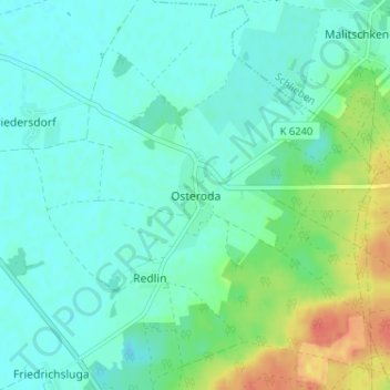 Topografische Karte Osteroda, Höhe, Relief