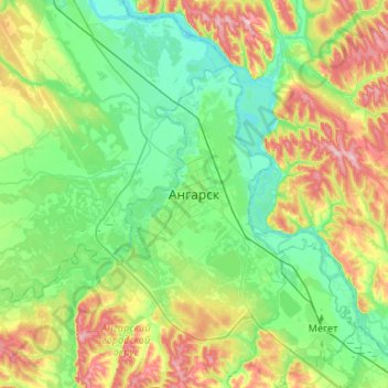 Topografische Karte Angarsk, Höhe, Relief