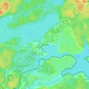 Topografische Karte Canow, Höhe, Relief