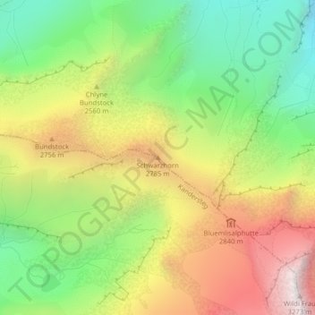 Topografische Karte Schwarzhorn, Höhe, Relief