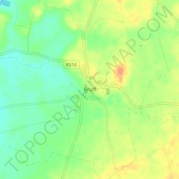 Topografische Karte Bruff, Höhe, Relief