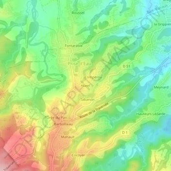 Topografische Karte Hurel, Höhe, Relief