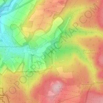 Topografische Karte Versteinerter Meeresboden, Höhe, Relief