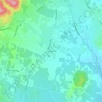 Topografische Karte La Rouviérette, Höhe, Relief