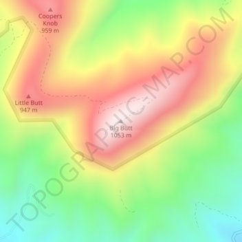 Topografische Karte Big Butt, Höhe, Relief