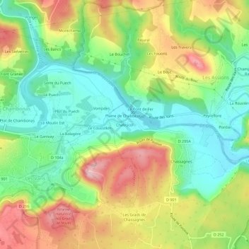 Topografische Karte Chabiscol, Höhe, Relief