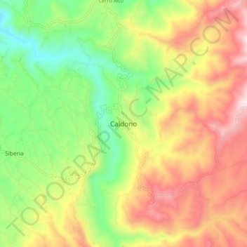 Topografische Karte Caldono, Höhe, Relief