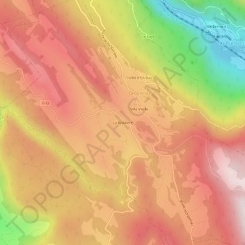 Topografische Karte La Rivolière, Höhe, Relief