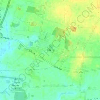Topografische Karte Holeby, Höhe, Relief
