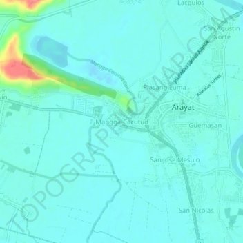 Topografische Karte Mangga-Cacutud, Höhe, Relief