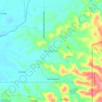 Topografische Karte New Bohol, Höhe, Relief