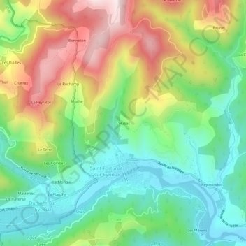 Topografische Karte L'Hubac, Höhe, Relief