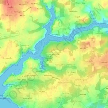 Topografische Karte Kermeur Bihan, Höhe, Relief