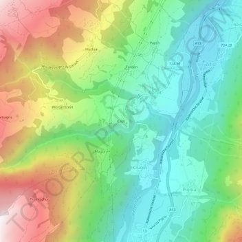 Topografische Karte Casti, Höhe, Relief