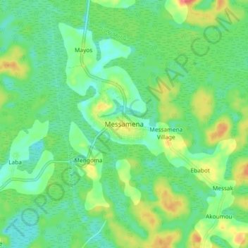 Topografische Karte Messamena, Höhe, Relief