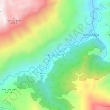 Topografische Karte Tarhoulit, Höhe, Relief