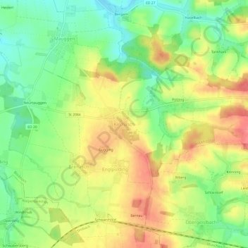 Topografische Karte Kirchasch, Höhe, Relief