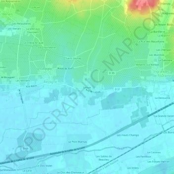 Topografische Karte Lossay, Höhe, Relief