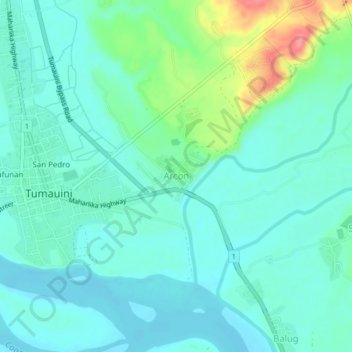 Topografische Karte Arcon, Höhe, Relief
