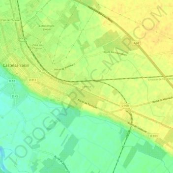 Topografische Karte Lamour, Höhe, Relief