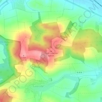 Topografische Karte Hohe Leuchte, Höhe, Relief
