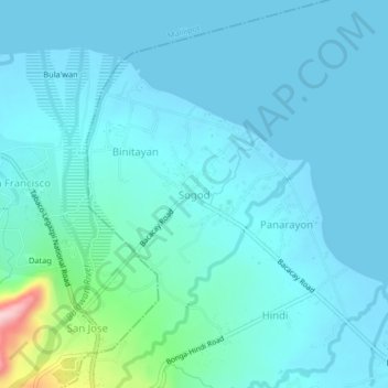 Topografische Karte Sogod, Höhe, Relief