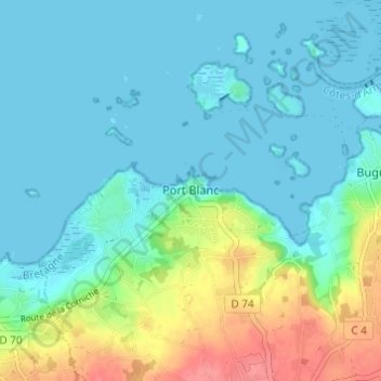 Topografische Karte Port Blanc, Höhe, Relief