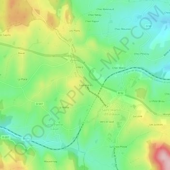 Topografische Karte Gathelière, Höhe, Relief