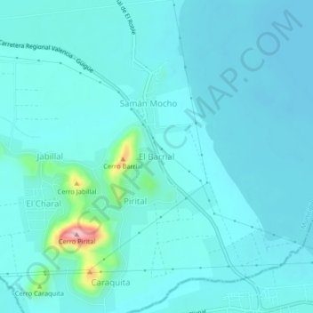 Topografische Karte El Barrial, Höhe, Relief