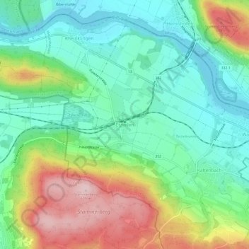 Topografische Karte Etzwilen, Höhe, Relief