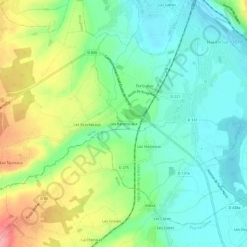 Topografische Karte Les Bancheraux, Höhe, Relief