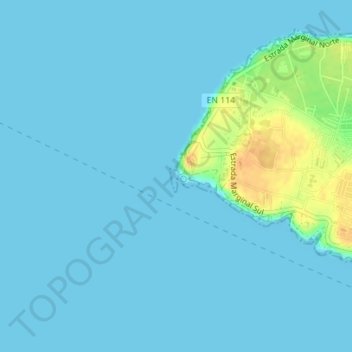 Topografische Karte Cabo Carvoeiro, Höhe, Relief