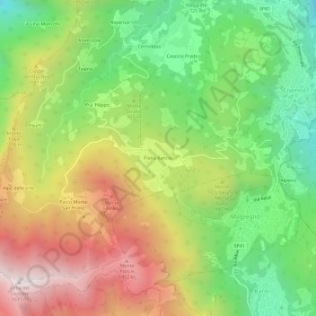 Topografische Karte Piano Rancio, Höhe, Relief